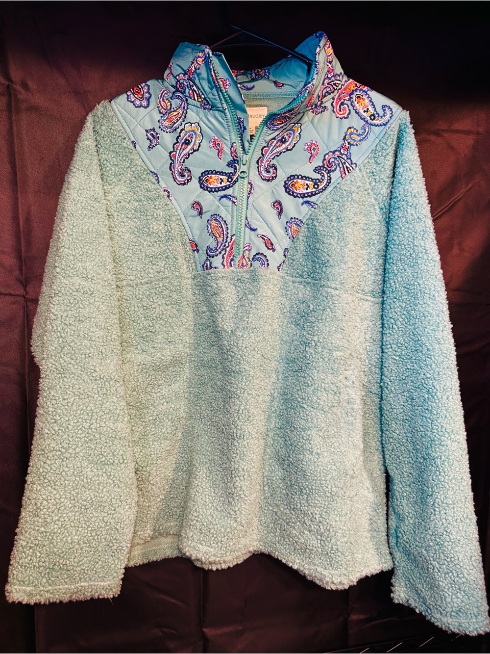 Vera Bradley Sherpa Pullover with Paisley Yoke - Women Pullover | Medium | EUC